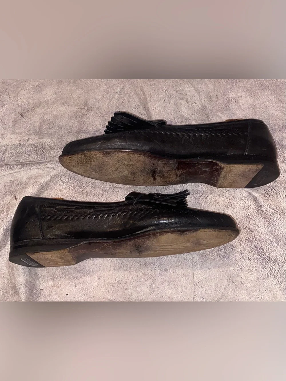 Santoni Tassel Kiltie Lightweight Leather Loafers Shoes Handsewn 9.5 Italy Vntg